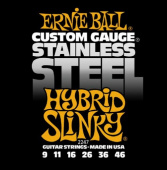Струны для электрогитары ERNIE BALL 2247 9-11-16-26-36-46 STAINLESS HYBRID SLINKY Stainless Steel