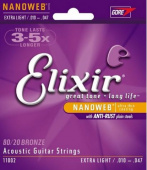 Струны для акустической гитары ELIXIR 11002 10-47